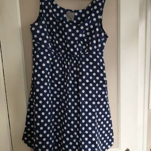 Navy and white polka dot sundress